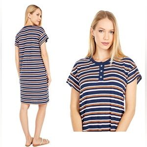 Madewell Striped Henley Tee Dress in Size Large